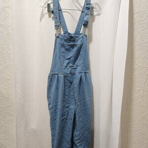 oversized blue stretch overalls